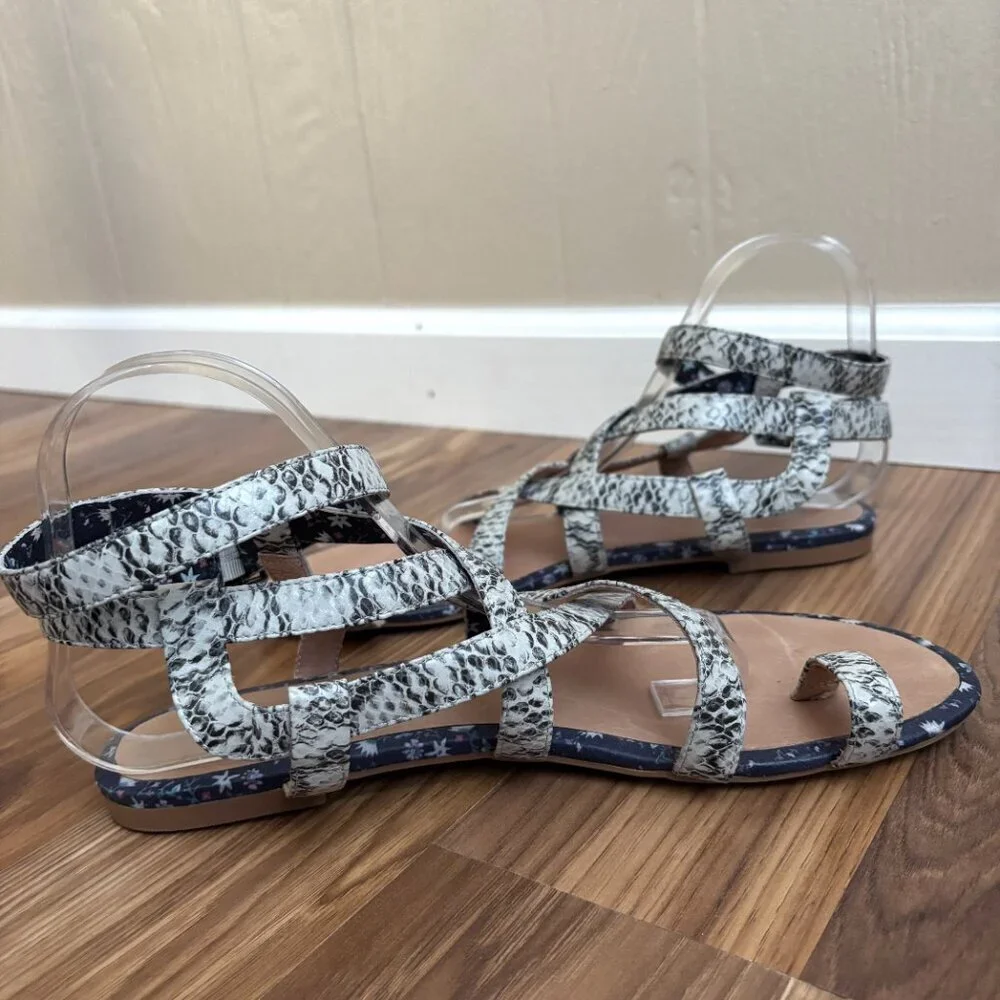 Cabi Leather Athena Snakeskin Gladiator Sandals